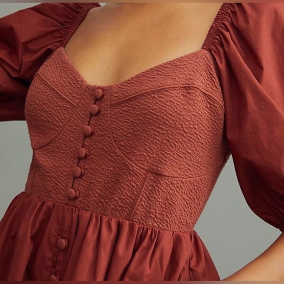 Maeve Anthropologie Puff Sleeve Sweetheart Mini Dress Small - Picture 13 of 14